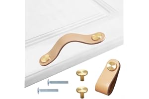HY HUIJUN Poignées cuir de Placard, 4 Poignée Poignées de meubles vintage,Boutons en cuir pour armoires de cuisine