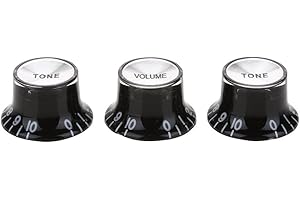 Alomejor Guziki gitarowe, metryczne, do gitary elektrycznej, 3 sztuki guzików z białymi cyframi, 1 głośność + 2 tony