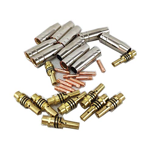 30pcs 15AK Torch/Gun Consumables, Gas Nozzle/Tips/Holder Tips, for MIG/MAG Welding Machine (1.0mm)