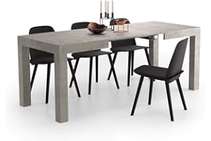 Mobili Fiver, First Extendable Table, 120(200) x80 cm, Concrete Effect, Grey, Made In Italy