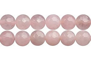 SKYBEADS Perle Quartz Rose Facetté Ronde 10mm Naturelles Pierre Gemmes pour Bijoux Longueur 38cm Environ 35 pcs