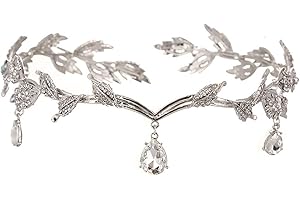 QICSTELAR Goddess Tiara，Goddess Headpiece，Elf princess Tiara，Crystal Rhinestone Wedding Head Band Crystal Beaded Forehead Headpiece for Bride Bridesmaid Girls（16.5LX4H CM）