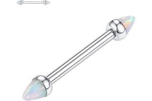 hengkaixuan G23 Titanium Nipple Barbell 14G Threaded Nipple Rings Opal Body Piercing Jewelry for Women