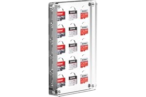 AODUKE 15 Slots Transparent Closure TF Card Holder Micro SD Card Case, Micro SD TF Card Bamboo Storage Box Manager, TF Card Storage Rack Manager-15TF