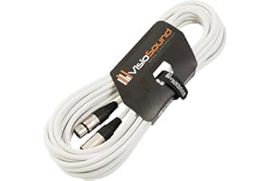 VisioSound Male to Female XLR Mic Lead/Balanced Microphone/Mic Patch Cable / 7 Colours 10m White