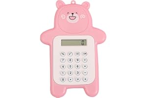 yanwuwa Cute Brown Bear 8-Digit LED Calculator, Standard Function, Portable, Ideal for Students & Kids