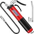Bravex Grease Gun, Heavy Duty Professional Pistol Grip Grease Gun, 18 inch Flex Hose Red