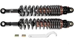 Hegeiisy 380 mm 8 mm Spring Universal Motorcycle Shock Absorber, Rear Suspension for ATV, Quad, Scooter, Dirt Bike, Titanium Colour