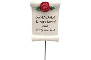 ANGRAVEMEMORIALS Always Loved Grandma Flower Rose Memorial Tribute Stick Graveside Plaque