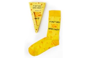 Urban Eccentric - Novelty Crew Length Cheese Themed Socks in Yellow | Mens & Womens Socks