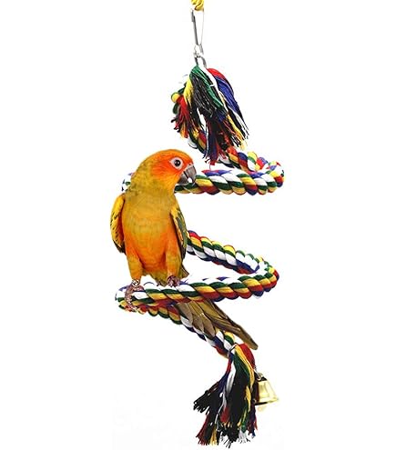 GINXIA Parrot Rope Perch With Bell - 63 Inch Cotton Bird Toy & Climbing Stand