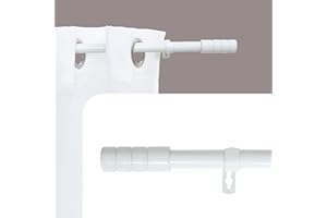 DALINA TEXTIL S.L DALINA TEXTIL - Barra Cortina Blanca Extensible 19mm - Barra Cortinas fina para Salón Dormitorio - Palos Cortinas Delgado (Blanco) Rural 70-120cm