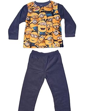 Minions Ich einfach unverbesserlich Schlafanzug mit Fleece Hose und Ärmeln in Blau oder Blau-Grau Gr. 98, 104,...