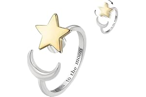 RIXERKOC Fidget Anillos para Mujeres Niñas, Spinner Anillo Abierto Ajustable Aliviar el Estrés Anillo, Girasol Margarita Mariposa Estrella Luna Ansiedad Alivio Spinning Anillos