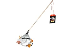 SHW-FIRE 59068 rastrello per foglie professionale, zincata, larghezza regolabile, 22 denti, con manico in legno di frassino, lunghezza di 135 cm, colore argento