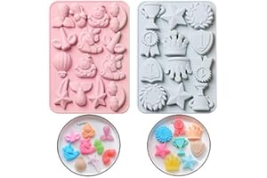 XM-ZHHY 2 Pz Stampi per cioccolato, Unicorno Sirena Corona Stampo in silicone per la decorazione di torte, Vassoio per cubetti di ghiaccio in silicone Fondente Biscotti Gelatina Resina artigianale Muffa