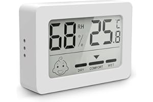 PITASHA Termómetro Higrómetro Digital de interior Mini, Medidor de Temperatura para Medición de Temperatura y Humedad del Casa Ambiente, con ℃/℉ seleccionable, indicador de confort (BLANCO - 1 PIEZA)