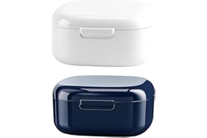 QHGPNT Denture Box, 2 Pack False Teeth Container with Lid, Denture Case for Retainer and Brace Storage, Compact Design 7.8cm x 7.8cm x 8cm