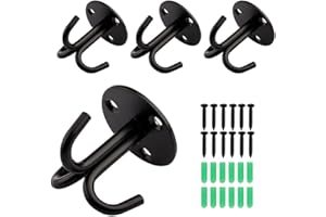 Lxoraziy 4 Pezzi Ganci da Soffitto, Gancio in Acciaio Inox Resistenti, Gancio Appendiabiti da Soffitto a 3 Ganci con Viti per Lampadari, Luci, Ventilatore, Cesto