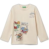 Benetton Erkek &Ccedil;ocuk Lacivert Baskılı Bisiklet Yaka Uzun Kollu T-shirt