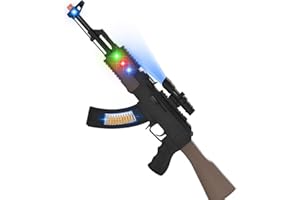 Copper Top 61CM AK Style Electric Toy Gun for Kids with Lights, Sounds & Vibrations | Pretend Play Rifle with Scope & Flashing Magazine | Safe Plastic Toy for Boys & Girls Ages 3+