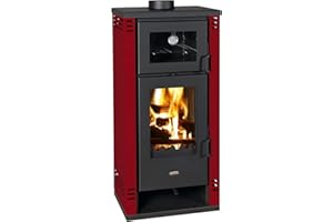 Prity EEK A+ Kaminofen mit Backfach K2 GT F Bordeaux – 8,1kW