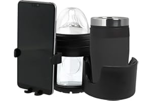 FORIBYW 3 in 1 Pram Cup Holder Universal Drink Coffee Cup Holder with Phone Holder for Stroller, Pushchair, Buggy, Bike, Wheelchair, Walker