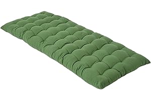 HOMESCAPES Coussin pour Banc de Jardin, Matelas de Sol, Coussin pour Banquette extérieure 2 Places, Coton - 108 x 42 x 5 cm - Vert foncé