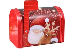BYNYXI Cassetta delle lettere natalizie, in lamiera stagnata, scatola regalo vuota di latta, con motivi natalizi, confezione per regali, per bambini, 13,5 x 8 x 9,5 cm