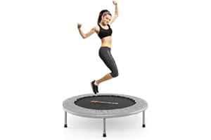 COSTWAY Trampoline Fitness Pliable Ø 97cm, Charge 150 kg, Tapis en PP, 32 Ressorts en Acier, 6 Patins Antidérapants, Trampoline Enfants Adultes Interieur, 360° Protection, Couverture Rembourrée