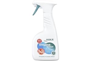 ‎HAKA HAKA Hygienereiniger Spray, 500 ml, Desinfektionsmittel für Oberflächen, gegen Bakterien & Viren, für Küche, Schneidebretter, Kühlschrank, Kinder- & Badezimmer, chlorfrei, vegan