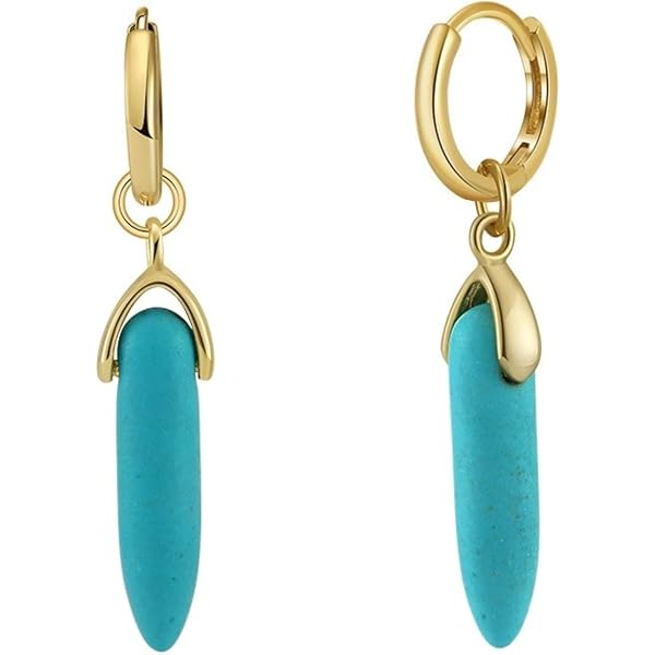 Orecchini pendenti in argento turchese - Gioielli pendenti con pietre preziose, regalo/Argento - Italia