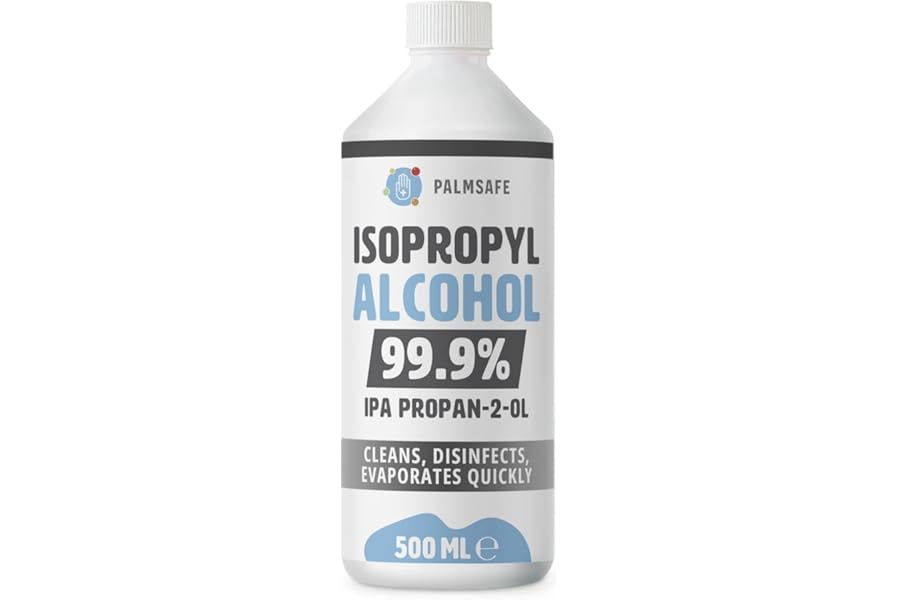 Isopropanol Alcohol IPA 99.99% 500ml Disinfectant for Household, Hospitals Office - Electronics, Stains, Grease, Glue and Paint Cleaner Easy Pour