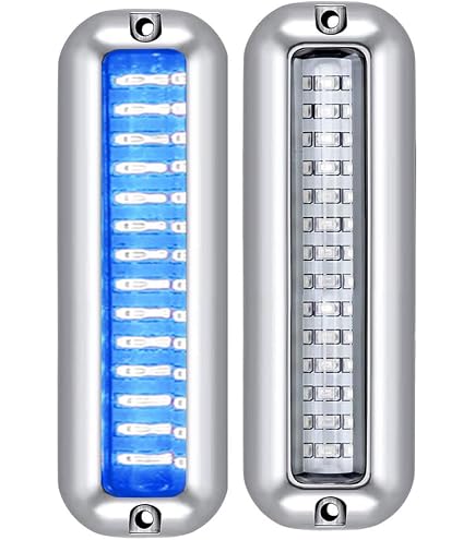 2 Lampes LED Sous-marines Pour Bateau - 27 LED Bleues - Acier Inoxydable IP68 - Éclairage Ponton Ou Coque