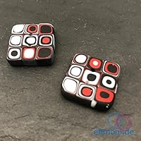 Knöpfe Fimoknopf 2Stk Schwarz Quadratisch Nähen 20mm Modern Knopf Handgefertigt Efimoni