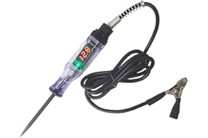 GUSHE Car Truck Circuit Test Pen, Automotive Circuit Tester, 3-24V Digital Electric Circuit LED Tester, Car Truck Voltage Tester Test Light with Copper Clip and Spring Wire, Car Voltage Probe Pen (Black)