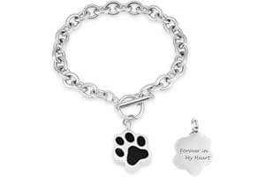Minicremation Gioielli per cremazione con impronta di zampa di cane per ceneri Memoriale Urna Bangle per animali domestici in acciaio inox urna braccialetto porta ceneri