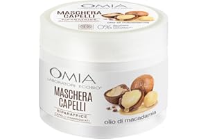 Omia, Maschera Per Capelli Eco Bio Con Olio di Macadamia, Trattamento Ristrutturante Per Capelli Stressati e Spenti, Maschera per Lavaggi Frequenti, Senza Siliconi, SLES e PEG - 250 ml