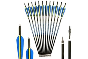ACCMOS 12/24 pz 13" 16" 17" 20" Freccia di Balestra Freccia di Carbonio Frecce di Dardi della Balestra con 4"di Plastica Piume e 100 grani Sostituzione Teste di Freccia