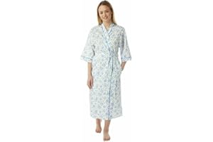 itronik NEW Ladies Floral Poly Cotton Nightdress Floral Dressing Gown Robes Wrap Size 10-30 Plus Size Pink Lilac or Blue