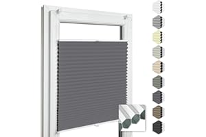 ‎HOME-VISION Home-Vision® Premium Doppelplissee Wabenplissee ohne Bohren mit Klemmfix (Weiß-Graphit, B95cm x H150cm) Modern Klemmfix Blickdicht Plissee Sonnenschutz Hitzeschutz Jalousie für Fenster Thermo