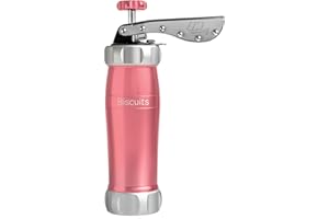 Marcato Sparabiscotti, Siringa per Dolci, Macchina per Biscotti fatti in casa, Accessorio da Pasticceria, in Alluminio Anodizzato, Grandezza Biscotto Regolabile, 20 Trafile Incluse. Colore: Rosa