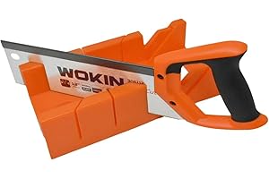 MKB Mitre Block & Saw Angle Cutting Box Sawing Guide Tool with 12'' Hand Saw Box Woodworking Clamping 13tpi 65mn Blade 300mm Thickness 0.9mm