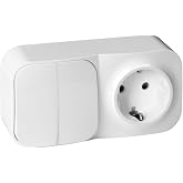 Miratic Schuko Socket with Switch &ndash; Double Wall Switch IP20 16A 2P+T for Indoor Use and Electrical Safety (White)