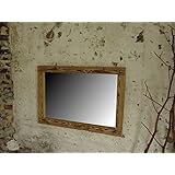 Spiegel aus Altholzbalken handbehauen rustikaler Holzbalkenspiegel Shabby 70 x 100 x 5,5