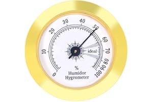 SLEGE Hygrometer als Ersatz für Humidor Zigarren, ∅50mm Gold Rund Legierung, Präzise Monitor Zigarren Humidor Hygrometer/Gitarrenkoffer/Gewächshaus/Weinkeller/Einmachglas