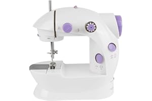 LANTUS Mini Macchina da Cucire Elettrica Portatile, Macchina da Cucire con Pedale e Albero Rimovibile, 202 Bianco