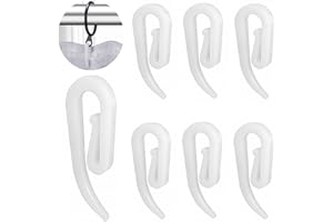 ASIWUJING White Plastic Curtain Hooks for Door,Window Curtain Header Tape Drapery Hooks 20 Pack 2.8x1.2cm
