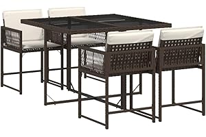 vidaXL Set da Pranzo da Giardino 5pz con Cuscini in Polyrattan Marrone