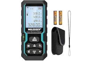 Medidor Láser 100M,Mileseey by RockSeed IP54 con Sensor de ángulo Electrónico Medidor Laser Digital Portátil con Niveles de Burbuja,Medidor de Distancia Láser con Pantalla LCD de 4 Líneas